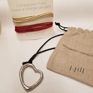 Compassion silver heart pendant necklace w interchangeable cords ... adjustable